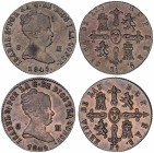 Lote 2 monedas 8 Maravedís. 1845 y 1849. JUBIA. AC-112, 116. EBC y EBC-.