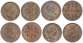 Lote 4 monedas 2 Maravedís (2) y 5 Céntimos de Real (2). 1847, 1848, 1856 y 1863. SEGOVIA. EBC a SC-.
