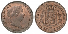 10 Céntimos de Real. 1855. SEGOVIA. 4,16 grs. Ligera pátina. AC-171. SC.
