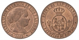 1 Céntimo de Escudo. 1867. SEGOVIA. O.M. 2,62 grs. Brillo original. AC-226. SC.