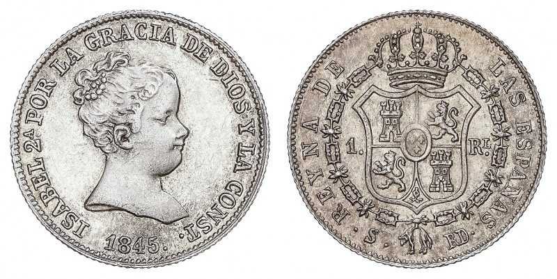 1 Real. 1845. SEVILLA. R.D. 1,50 grs. AC-316. EBC.