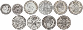 Lote 5 monedas 2 y 4 Reales (4). 1848 a 1864. MADRID. A EXAMINAR. MBC- a MBC+.