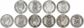 Lote 5 monedas 40 Céntimos de Escudo. 1864, 1865, 1866, 1867 y 1868. MADRID. MBC a MBC+.