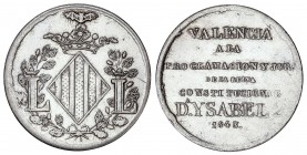 Medalla Mayoría de Edad. 1843. VALENCIA. 4,59 grs. AR. Ø 24 mm. He-22; VQ-13428. EBC.