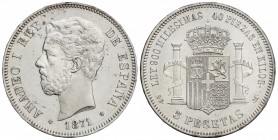 5 Pesetas. 1871 (*18-71). (Ínfimos golpecitos en gráfila. Limpiada). (EBC).