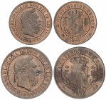 Serie 2 monedas 5 y 10 Céntimos. 1875. BRUSELAS. Anverso y reverso coincidentes. Tipo medalla. (La de 10 céntimos con oxidaciones). MBC+ a EBC-.