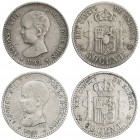 Lote 2 monedas 50 Céntimos. 1892 (*2-2) y 1892 (*6-2). P.G.-M. VS-141.2, 141.4. MBC- y MBC.