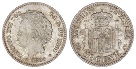 50 Céntimos. 1894 (*18-94). P.G.-V. Restos de brillo original. SC.