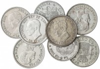 Lote 8 monedas 50 Céntimos. 1892 a 1910. 1892 (*9-2) P.G.-M., 1894 (*9-4) P.G.-V., 1896 (*9-6) P.G.-V., 1900 (*0-0) S.M.-V., 1904 (*1-0) P.C.-V., 1904...