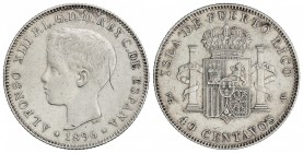 40 Centavos de Peso. 1896. PUERTO RICO. P.G.-V. (Golpecitos. Limpiada). ESCASA. (MBC).