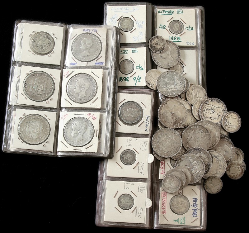 Lote 61 monedas 50 Céntimos a 5 Pesetas. GOBIERNO PROVISIONAL a ALFONSO XIII. In...