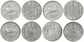 Serie 4 monedas 5 Céntimos. 1940, 1941, 1945 y 1953. Serie completa. Brillo original. HG-238/41. SC.