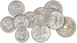 Serie 10 monedas 5 (4), 10 (5) y 25 Céntimos. 1937 a 1959. 5 Céntimos 1940, 1941, 1945 y 1953; 10 Céntimos 1940, 1941, 1945, 1953 y 1959 y 25 Céntimos...