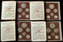 Lote 4 series 6 monedas 10 Céntimos a 50 Pesetas. (*72, 73, 74 y 75). Serie completa de carteritas originales F.N.M.T. (Aluminios con posibles oxidaci...