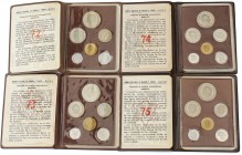 Lote 4 series 6 monedas 10 Céntimos a 50 Pesetas. (*72, 73, 74 y 75). Serie completa de carteritas originales F.N.M.T. (Leves oxidaciones en algunos a...