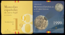 Lote 16 series 8 monedas 1 a 500 Pesetas. 1998 (8) y 1999 (8). En presentaciones originales F.N.M.T. SC.