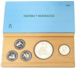 Serie 4 monedas 2.000 (2), 5.000 y 10.000 Pesetas. 1996. CULTURA Y NATURALEZA. AR. III Serie. Osos, Lobos, Park Güell y Las Florestas de Goya más una ...
