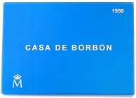 Serie 4 monedas 2.000 (3) y 10.000 Pesetas. 1998. III CENTENARIO CASA DE BORBÓN. AR. II Serie. Carlos III, IV, Fernando VII, Juan Carlos y Príncipe Fe...