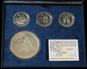 Serie 4 monedas 10 (3) y 50 Euros. 2007. AR. V aniversario Euro. En estuche original, con certificado. PROOF.