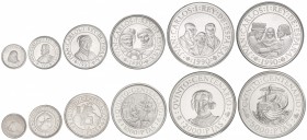 Lote 12 monedas 100 a 5.000 Pesetas. 1989 y 1990. AR. I y II Serie, En estuches originales con certificados. FDC mate y PROOF.
