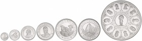 Serie 7 monedas 100, 200, 500, 1.000, 2.000, 5.000 y 10.000 Pesetas. 1991. AR. Serie III completa en plata. Con estuches y certificados. FDC.