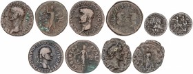 Lote 5 monedas. MONEDAS HISPANICAS a IMPERIO ROMANO. AE (4) y AR. As Tiberio Cartagonova, Denario Antestia, As de CLAUDIO, GALBA, ANTONINO PIO. A EXAM...