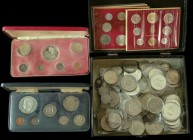 Lote 96 monedas. AR, Al y Br. Contiene: moneda de 10 reales de Bilbao de Fernando VII, de 1 y 20 reales de Isabel II, del Centenario de la Peseta (1, ...