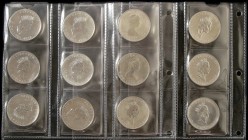 Serie 12 monedas 5 Dólares. 1988 a 1999. AR. Maple Leaf. Todas fechas diferentes y correlativas. KM-163 (2), 187 (10). SC.