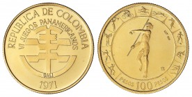 100 Pesos. 1971-B. BOGOTA. 4,35 grs. AU. En estuche, con certificado. Fr-131; KM-248. PROOF.