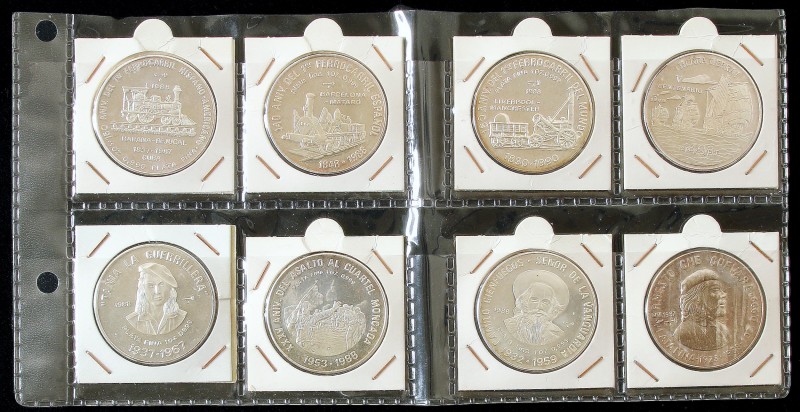 Lote 8 monedas 10 Pesos. 1987 y 1988. AR. Che Guevara, aniversario Ferrocarril, ...