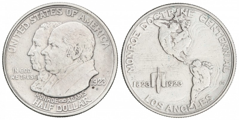 1/2 Dólar. 1923-S. SAN FRANCISCO. 12,47 grs. AR. Centenario Doctrina Monroe. KM-...