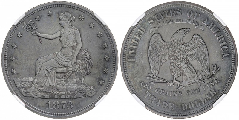 Dólar de Comercio. 1873. AR. Encapsulada por NGC (nº4922979-001) como AU DETAILS...