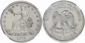 Dólar de Comercio. 1875-S. SAN FRANCISCO. AR. Encapsulada por NGC (nº4866611-007) como AU DETAILS (Cleaned). (Limpiada. Leves rayitas). KM-108. EBC-....
