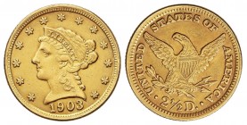 2 1/2 Dólares. 1903. 4,18 grs. AU. Coronet Head. Fr-114; KM-72. EBC-.