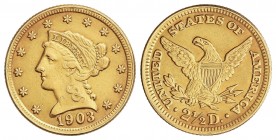 2 1/2 Dólares. 1903. 4,16 grs. AU. Coronet Head. Fr-114; KM-72. EBC-.