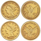 Lote 2 monedas 2 1/2 Dólares. 1903. AU. Coronet Head. Fr-114; KM-72. MBC+ y EBC-.