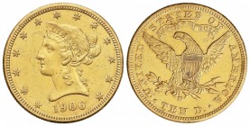10 Dólares. 1906-D. DENVER. 16,68 grs. AU. Coronet Head. Fr-162; KM-102. MBC+.