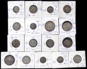 Lote 17 monedas 1/20 a 1/4 de Ecu. 1716 a 1779. LUIS XV. VARIAS CECAS. AR. De tamaño pequeño. A EXAMINAR. BC+ a MBC.
