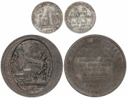 Lote 2 monedas 5 y 10 Sols. 1792. MONNERON FRERES Y LEFEVRE, LESAGE ET COMP. AE y AR. A EXAMINAR. KM-Tn18 y Tn31. MBC- y EBC-.