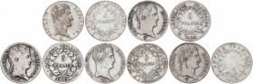 Lote 5 monedas 5 Francos. 1806-L, 1807-L, 1808-W, 1809-A y 1811-W. NAPOLEÓN EMPEREUR. LILLE (2), BAYONA (2) y PARÍS. AR. KM-673.8, 686.14, 694.1, 694....