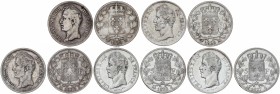 Lote 5 monedas 5 Francos. 1827-K, 1828-K, 1830-K, 1828-MA y 1829-MA. CARLOS X. BURDEOS (3) y MARSELLA (2). AR. A EXAMINAR. KM-728.7 (3), 728.10 (2). M...