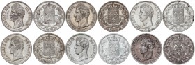 Lote 6 monedas 5 Francos. 1826-D (2), 1827-D, 1828-D, 1829-D y 1830-D. CARLOS X. LYON. AR. (Alguna con oxidaciones). A EXAMINAR. KM-720.4 (2), 728.4 (...