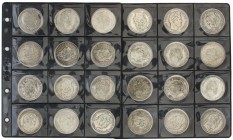Lote 24 monedas 5 Francos. 1832 a 1843. LUIS FELIPE I. LA ROCHELLE (3), LILLE (13), LIMOGES (2), NANTES (3) y TOULOUSE (3). AR. A EXAMINAR. KM-749.5 (...