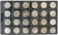 Lote 24 monedas 5 Francos. 1832 a 1844. LUIS FELIPE I. LYON (4), MARSELLA (6), PARÍS (13) y PERPIGNAN. AR. A EXAMINAR. KM-749.1 (13), 749.4 (4), 749.1...