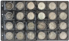 Lote 24 monedas 5 Francos. 1832 a 1844. LUIS FELIPE I. BAYONA, BURDEOS (10) y ROUEN (13). AR. A EXAMINAR. KM-749.2 (13), 749.7 (10), 749.8. BC a MBC.