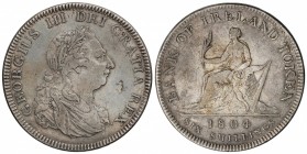 Token 6 Shilling. 1804. JORGE III. 26,65 grs. AR. (Pequeñas rayitas). Pátina. ESCASA. KM-Tn1. MBC/MBC-.