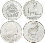Lote 2 monedas 10 Kwacha. 1978, 2003. AR. Antilope. KM-16, 102. PROOF.