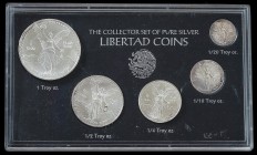 Serie 5 monedas 1/20 a 1 Onza Troy. 1992. AR. The Collector set of Pure Silver. LIBERTAD COINS. En presentación original. KM-542/545, 494.3. SC.