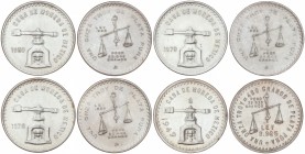 Lote 4 monedas 1 Onza Troy. 1949 y 1978 a 1980. AR. KM-M49a, M49b (3). EBC a SC.