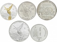 Lote 4 monedas 100 Pesos, 1/2, 1 Onza (2). 1985, 94, 2011, 12. AR. A EXAMINAR. KM-494.4, 499, 612, 639. EBC+ a SC.